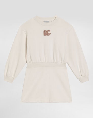 Dolce & Gabbana Fleece dress with DG sequin patch Pink L5JDAPG7PKQ