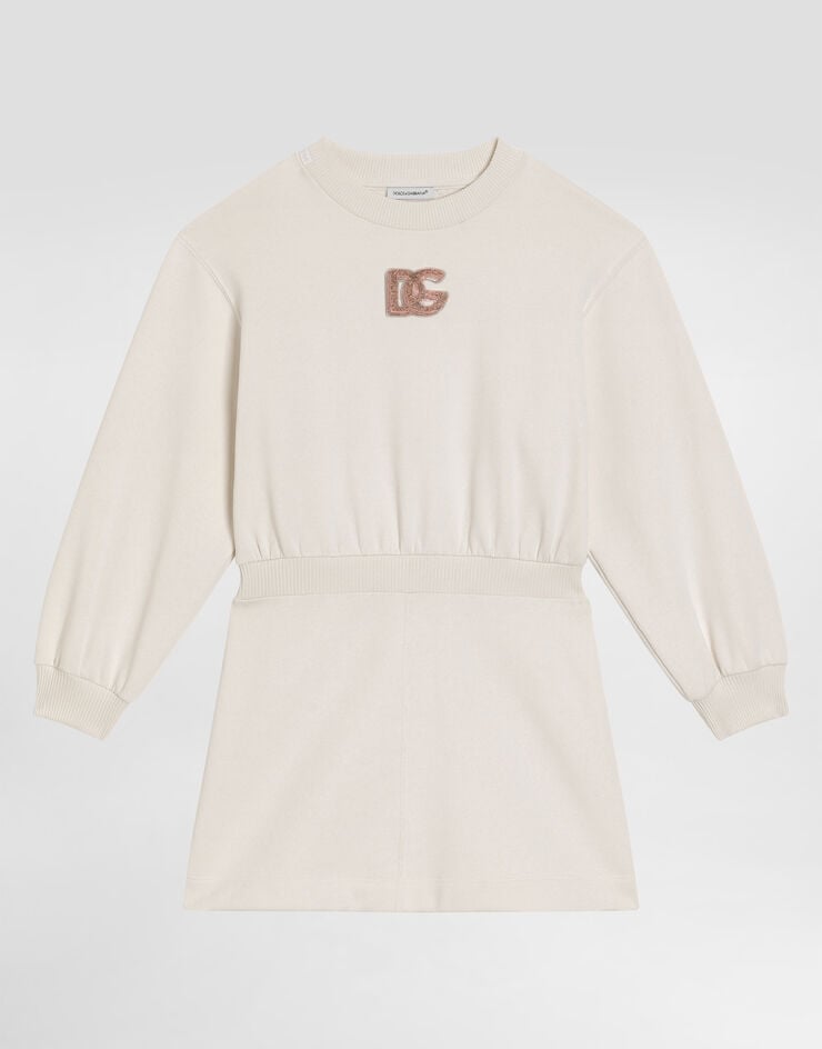 Dolce & Gabbana Fleece dress with DG sequin patch Pink L5JDAPG7PKQ