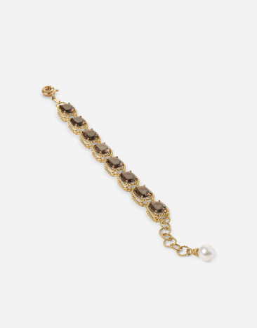 Dolce & Gabbana Anna bracelet in yellow 18kt gold with smoky quartzes Gold WBFA1GWQA01