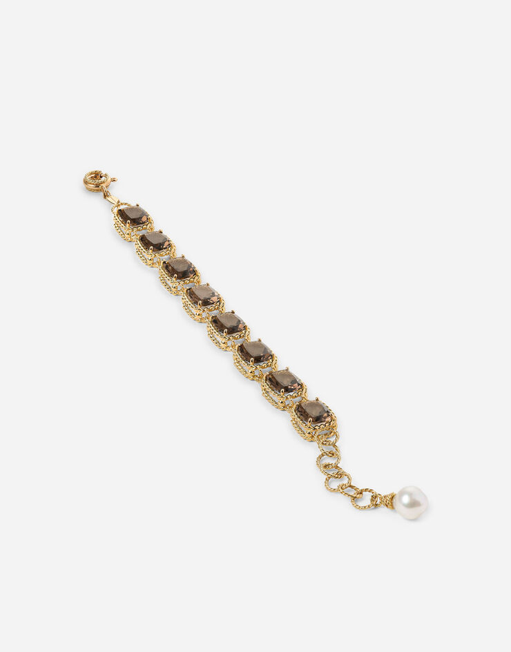 Dolce & Gabbana Anna bracelet in yellow 18kt gold with smoky quartzes Gold WBFA1GWQA01