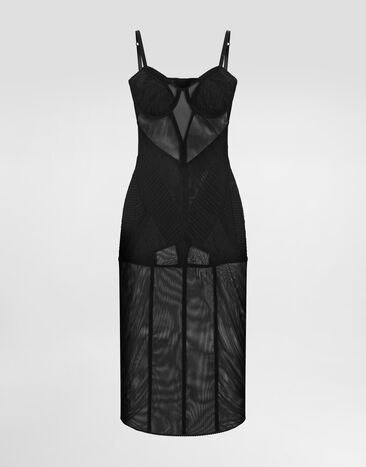 Dolce & Gabbana Light stretch tulle dress Black F6JMFTFLRDA