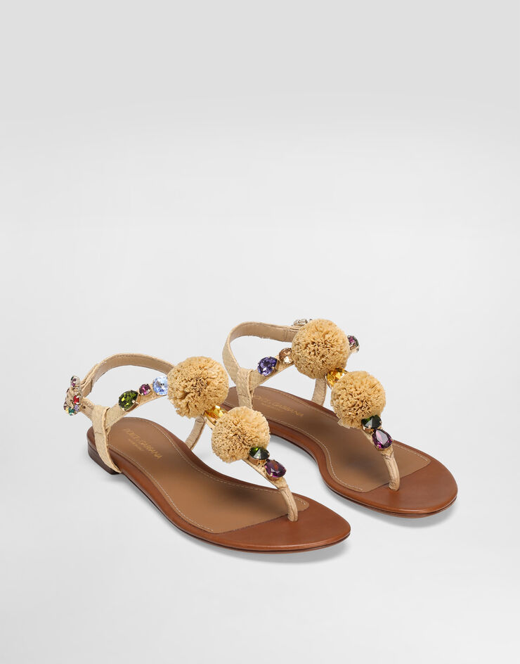 Dolce & Gabbana Crochet flip-flops with stones Multicolor CQ0656AG997