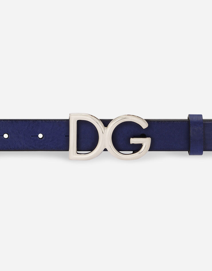 Dolce & Gabbana 텀블 가공 가죽 벨트 블루 BC4249AI894