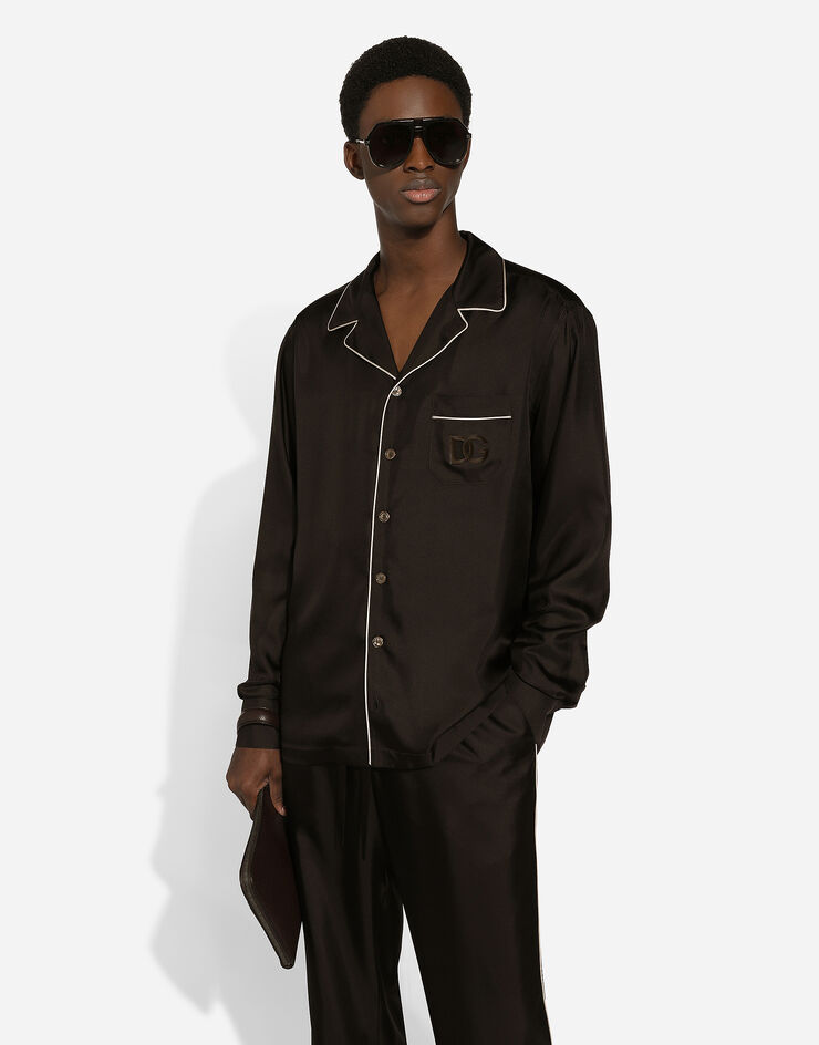 Dolce & Gabbana Silk twill shirt with DG embroidery Dolce & Gabbana Silk twill shirt with DG embroidery Multicolor G5IF1ZFU1S4