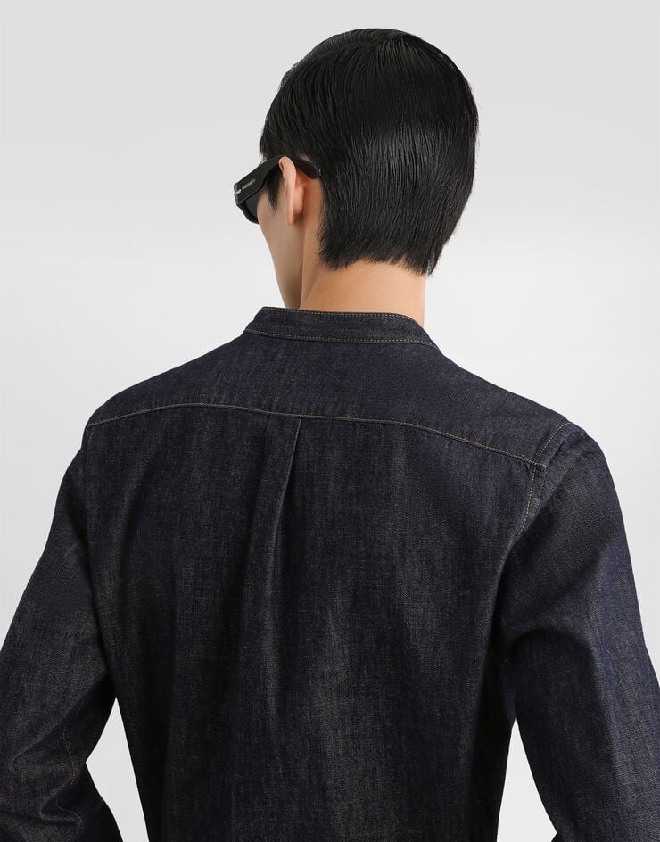 Dolce & Gabbana Denim martini shirt with patch Multicolor G5OX2ZG8PN5