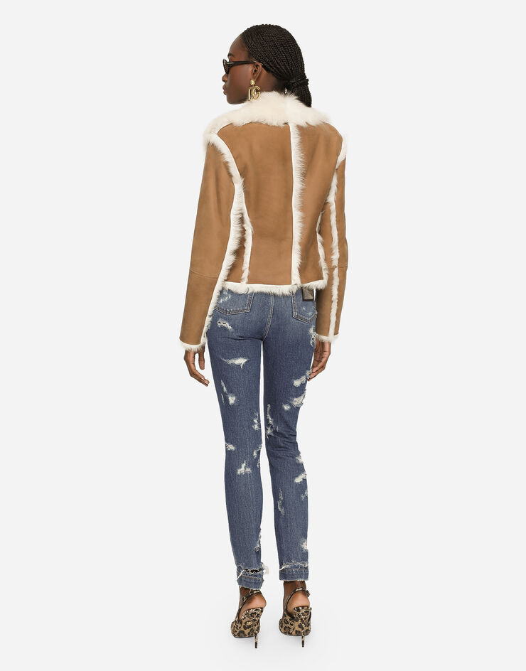 Dolce&Gabbana Short shearling jacket Beige F26V1LFUP7Y