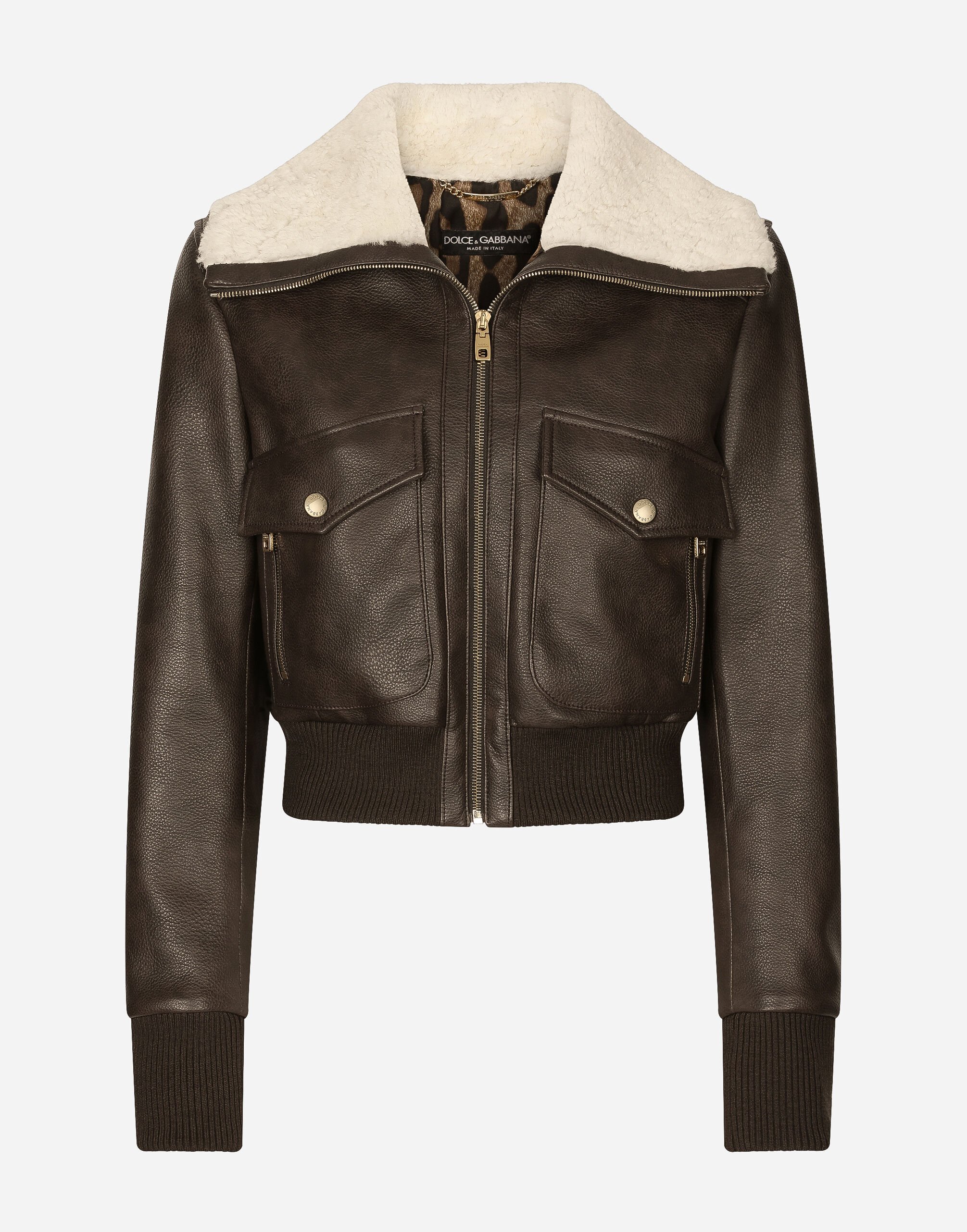 Dolce & Gabbana Faux leather and sheepskin jacket Black F0C3WTFMMHM