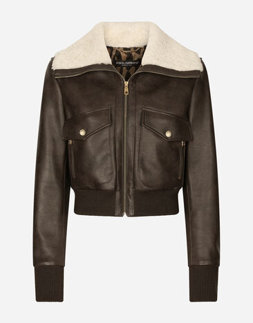 Dolce & Gabbana Faux leather and sheepskin jacket Black F0C3WTFMMHM