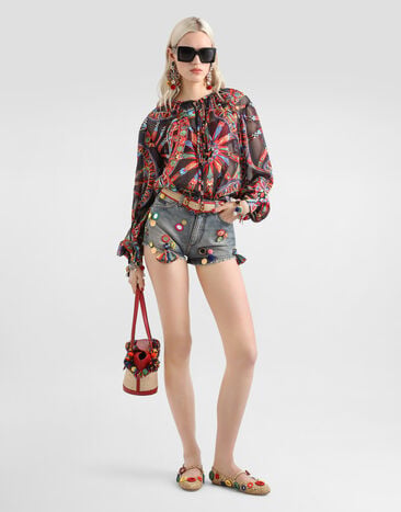 Dolce & Gabbana Denim shorts with applications Multicolor FTC7DZG8PW5