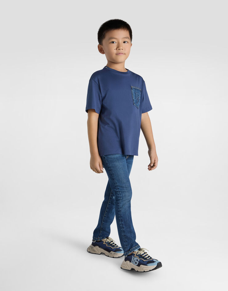 Dolce & Gabbana Camiseta de punto con bolsillo Azul L4JTIJG7O3G