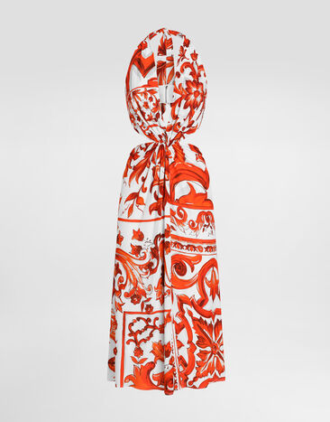 Dolce & Gabbana Majolica-print viscose organzine long dress Multicolor F614WTFS8DR