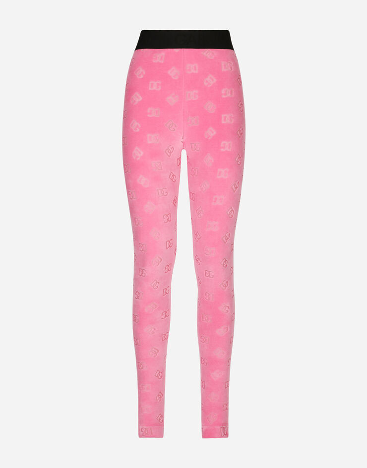 Dolce & Gabbana Flocked jersey leggings with all-over DG logo Pink FTCQKTFJ7DL