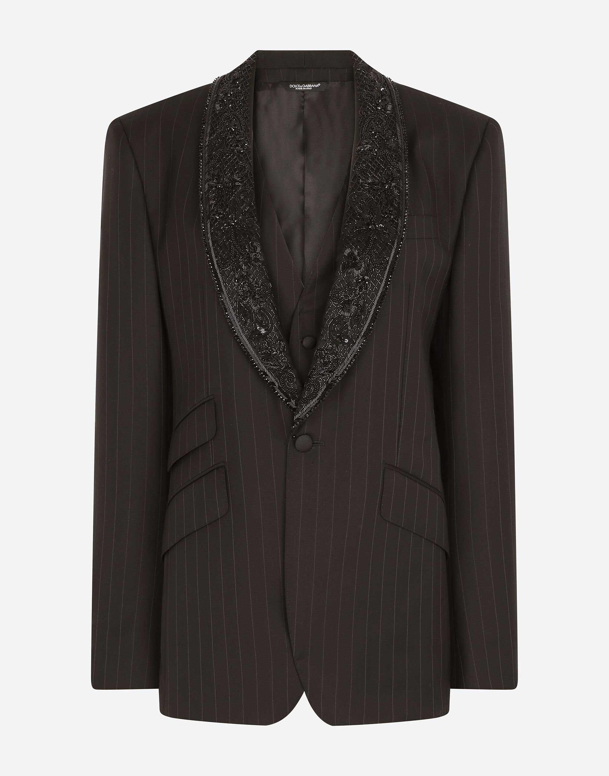 Single-breasted pinstripe jacket with embroidery in Multicolor for Women |  Dolce&Gabbana® US