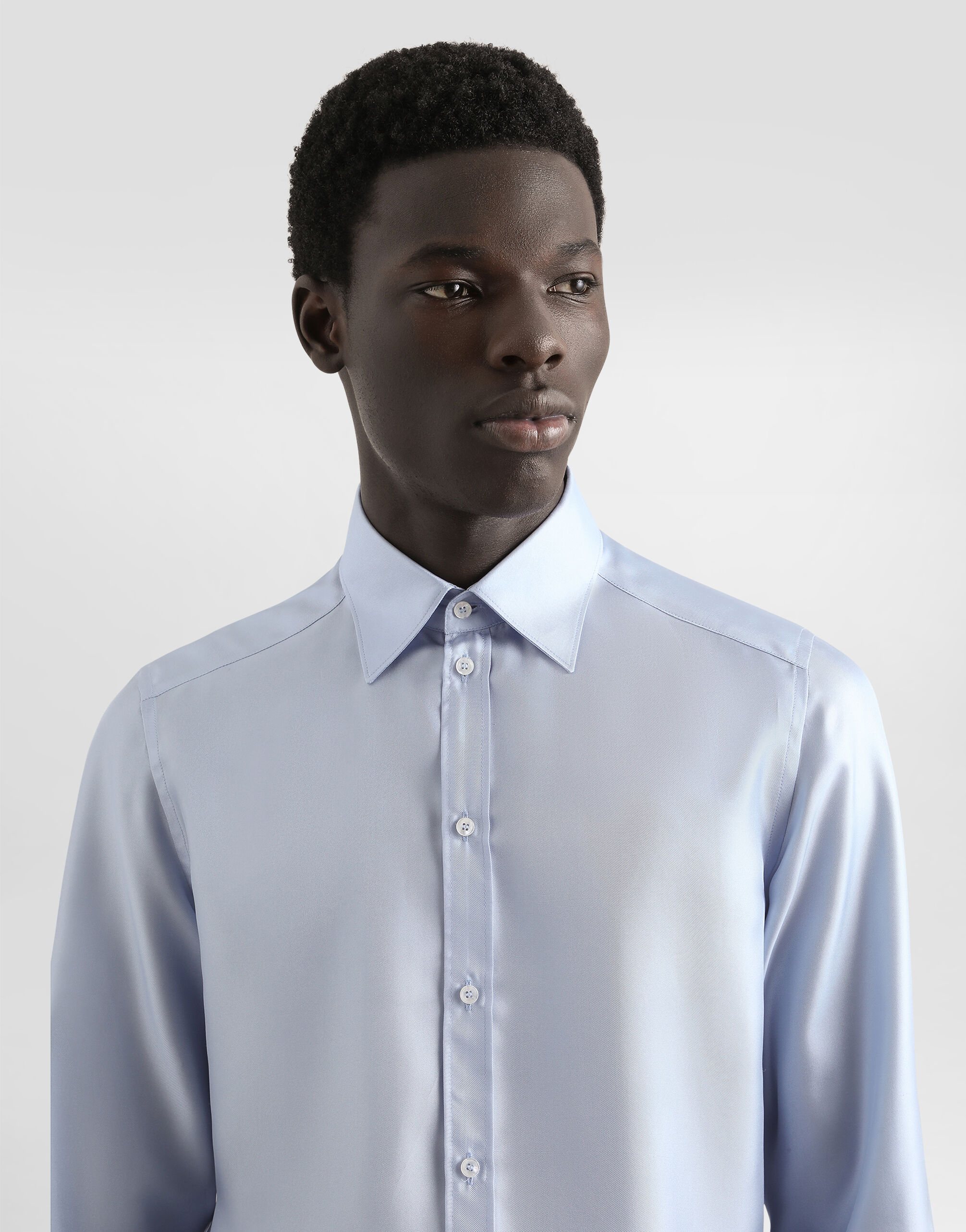 Martini shirt in silk twill in Azure for Men | Dolce&Gabbana® US