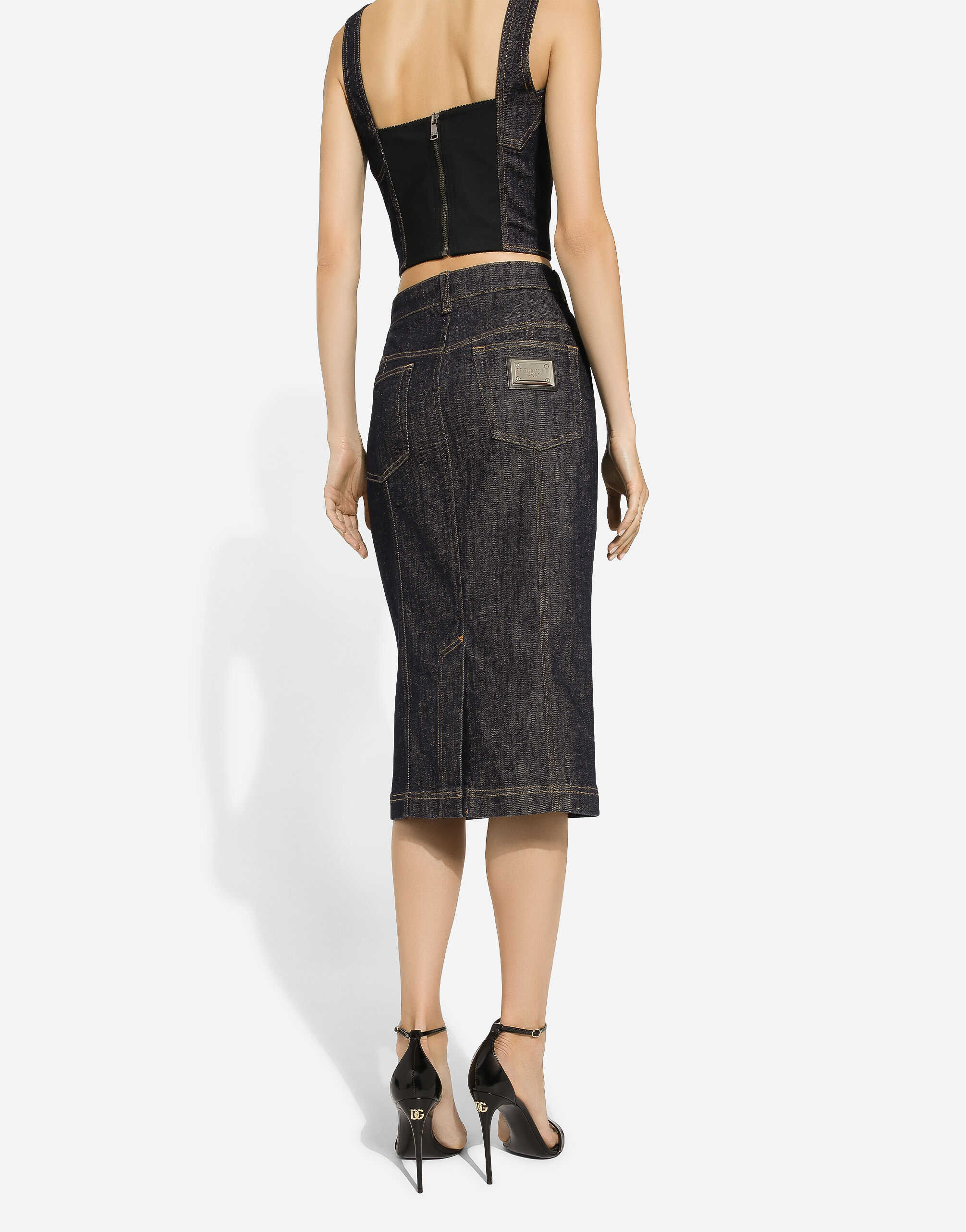 Denim midi outlet