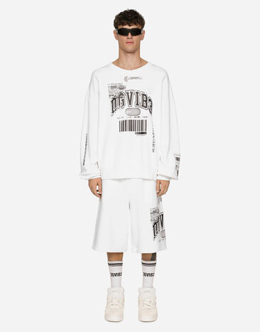 Dolce & Gabbana Jersey jogging shorts with DGVIB3 print and logo White O9C38JONP12