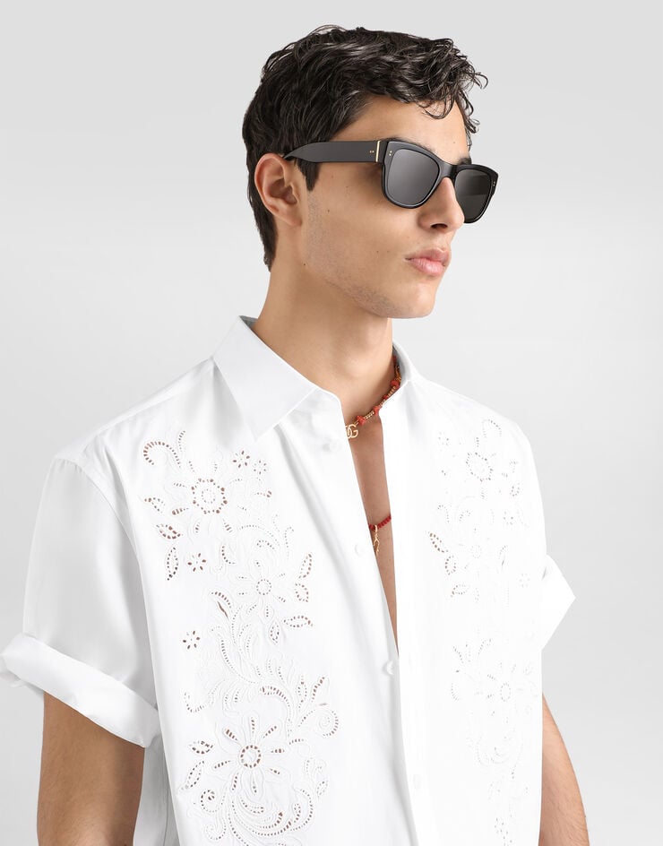 Dolce & Gabbana Hawaii poplin shirt with cutwork Dolce & Gabbana Hawaii poplin shirt with cutwork White G5OT8ZGK411