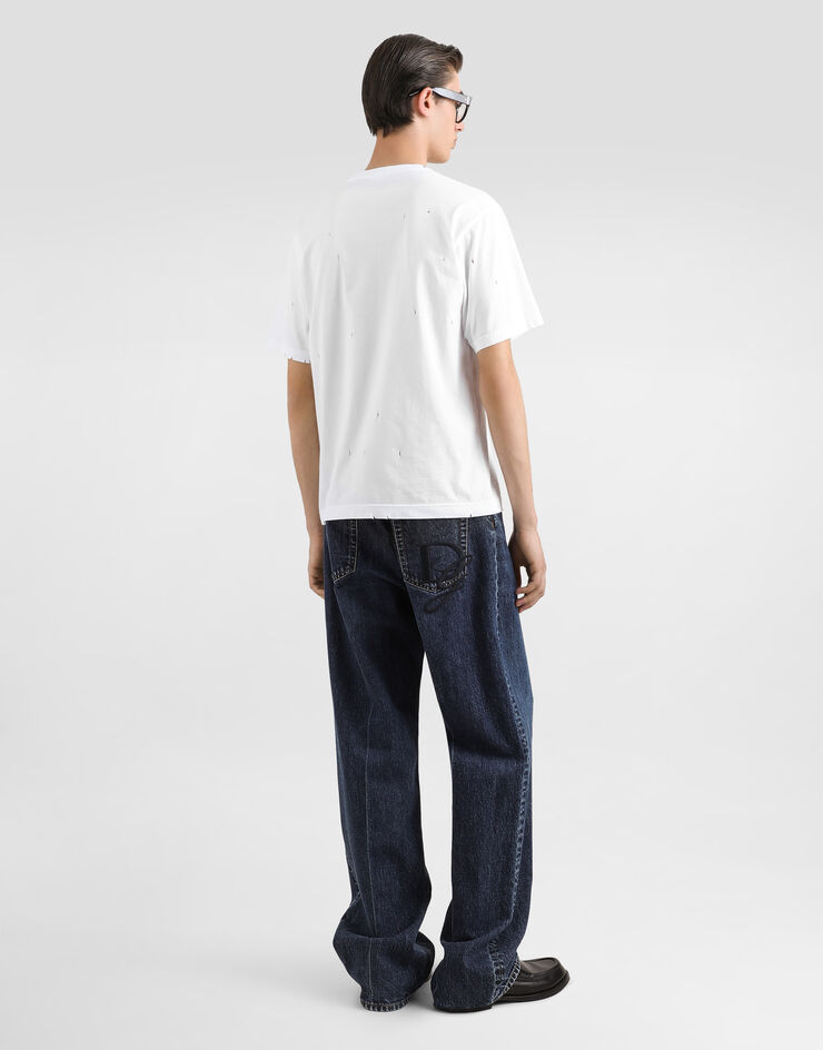 Dolce & Gabbana Camiseta de algodón con estampado Vespa Blanco G8PN9TG7O4S