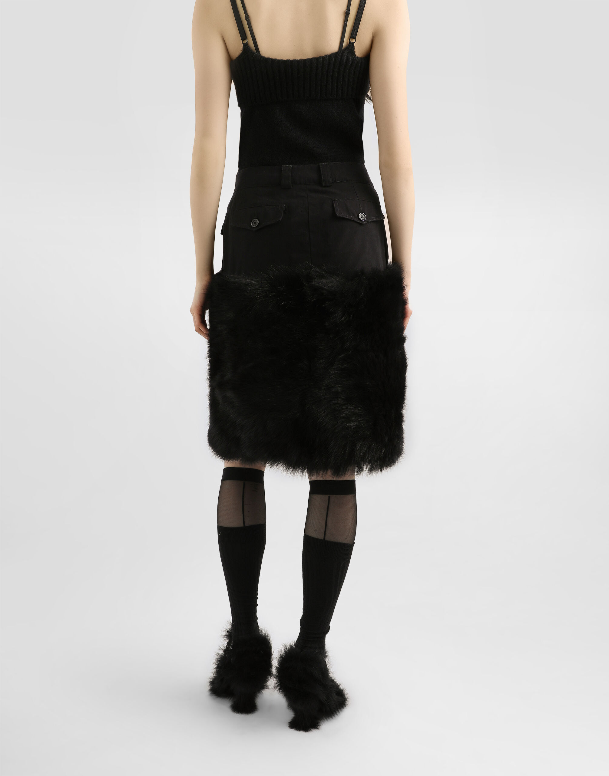 Midi skirt with fur - thumbnail 4