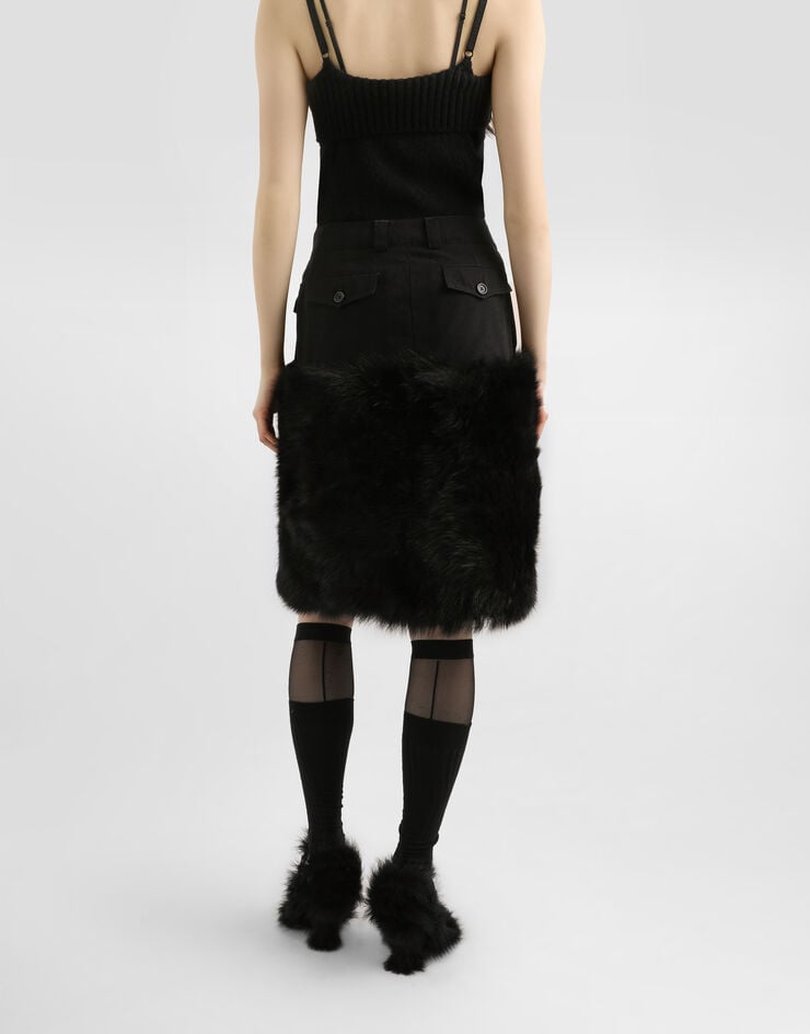 Dolce & Gabbana تنورة ميدي بفرو Black F4DAWFGDDIH
