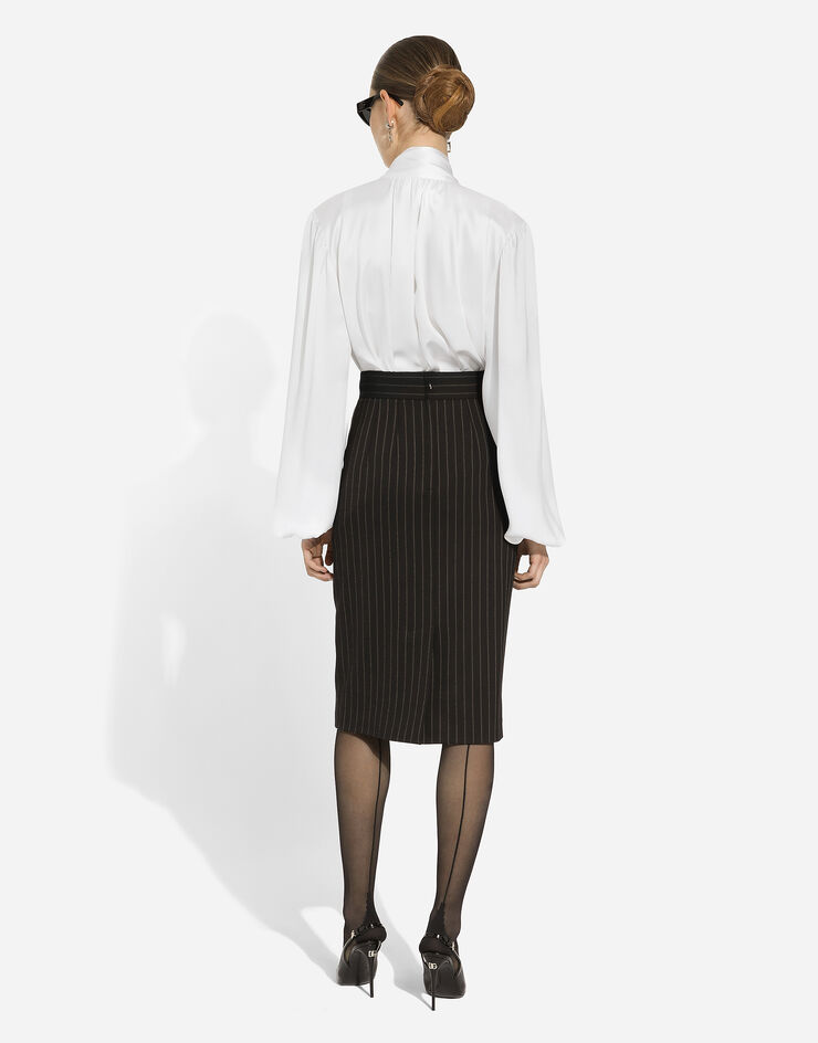 Dolce & Gabbana Короткая юбка прямого кроя из шерсти в меловую полоску разноцветный F4CTBTFRBDB