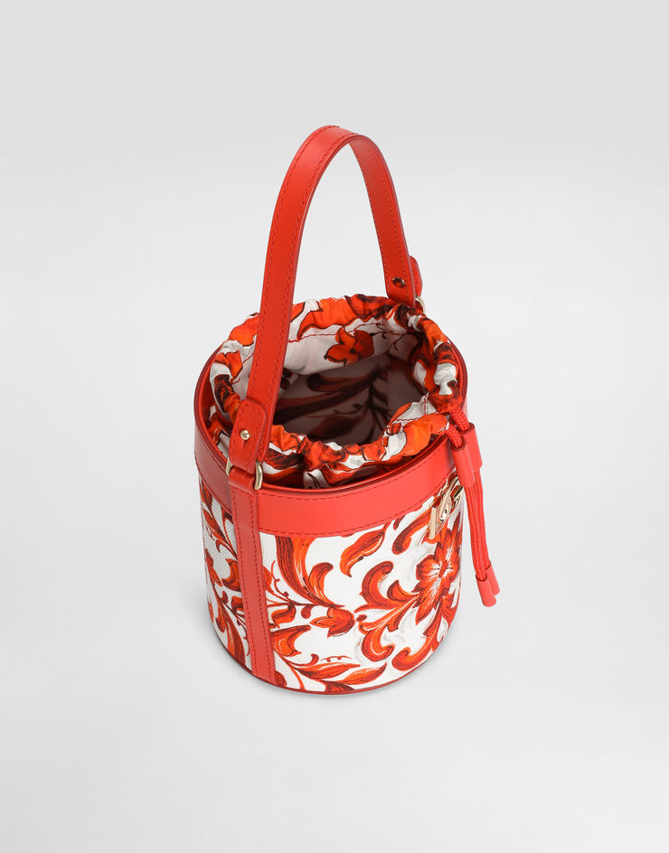 Dolce & Gabbana Bucket bag in majolica-print canvas Multicolor EB0266AY552