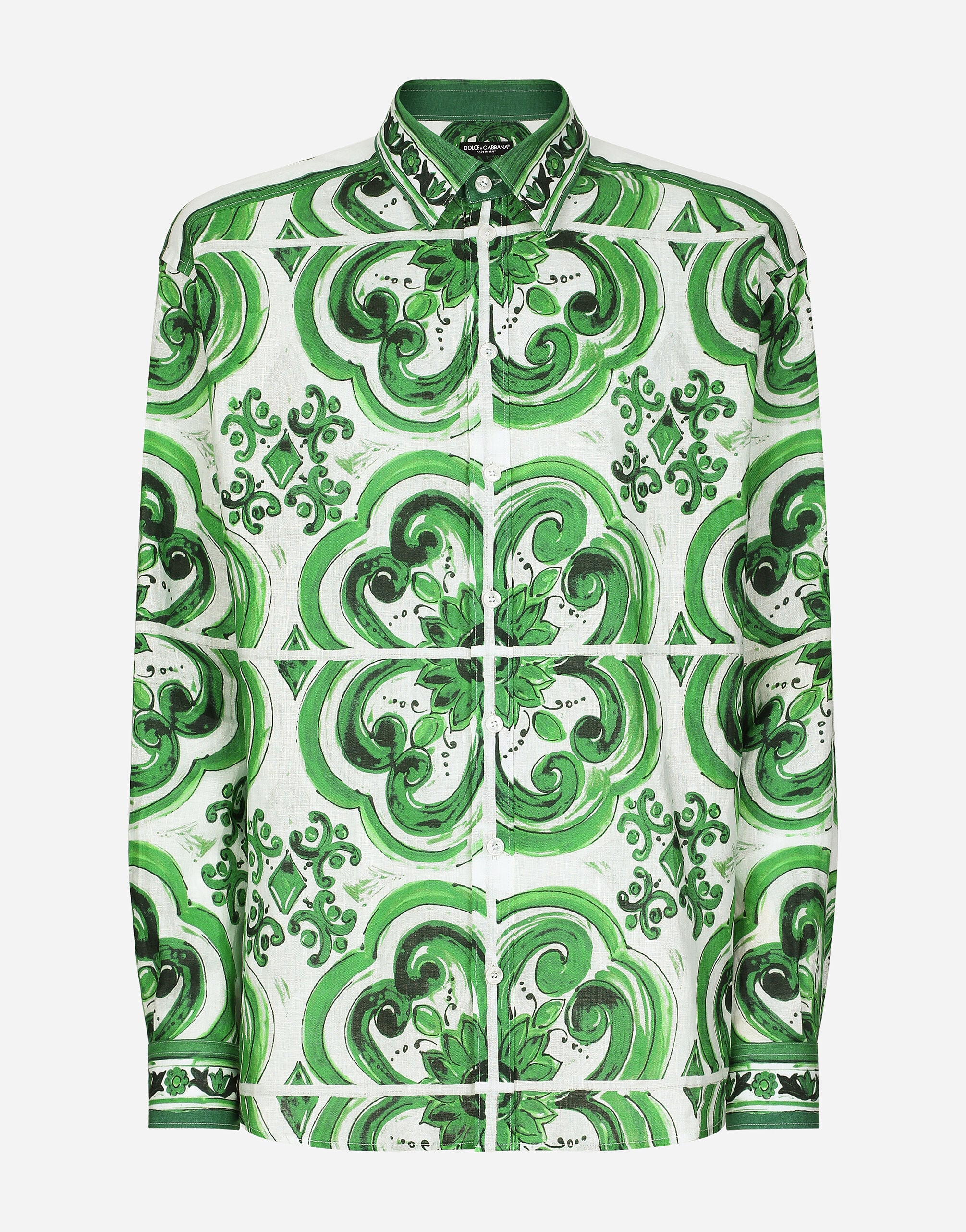 Majolica-print linen Hawaiian shirt in Print for Men