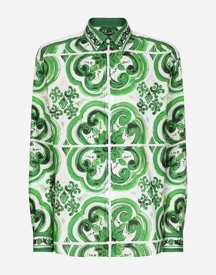 Dolce & Gabbana Majolica-print linen Hawaiian shirt Print G5LI6TFP4M8