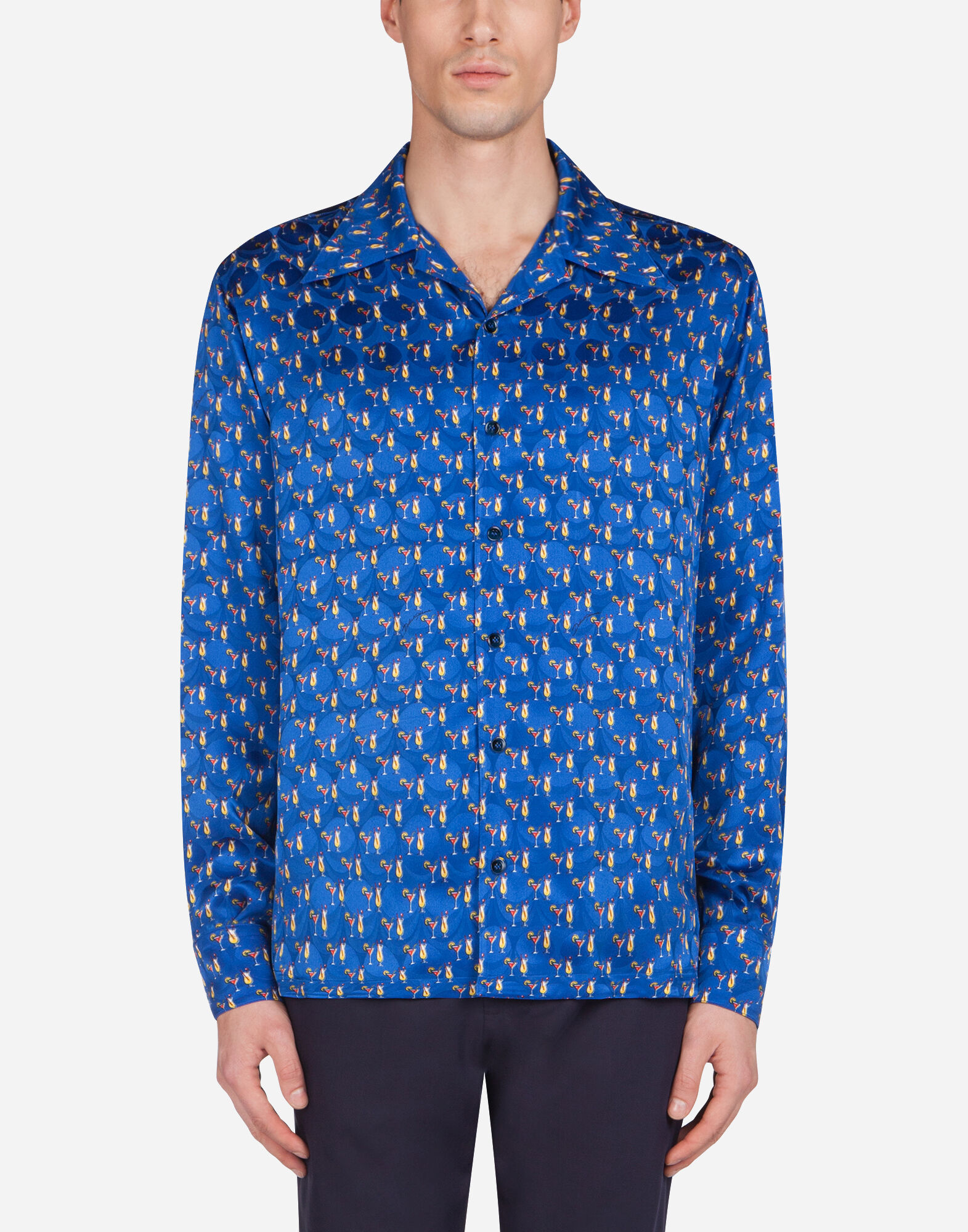 Cocktail print silk shirt