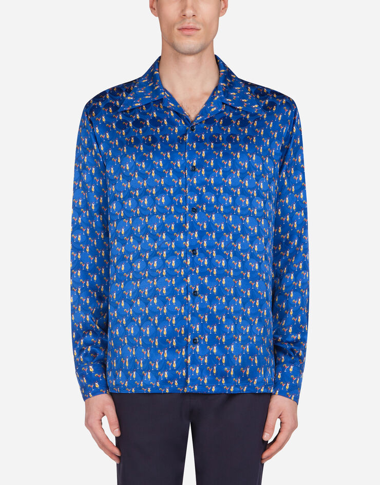 Dolce & Gabbana Cocktail print silk shirt BLUE G5GX9THS19C