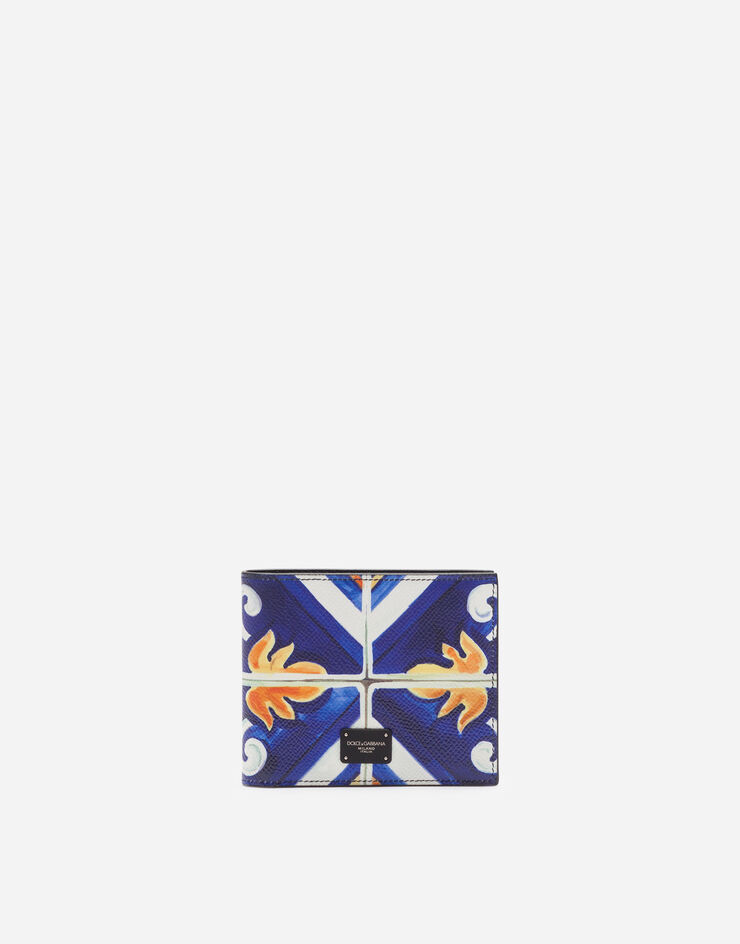Dolce & Gabbana Bi-fold wallet in dauphine calfskin with maiolica print MAIOLICA PRINT BP1321AZ657