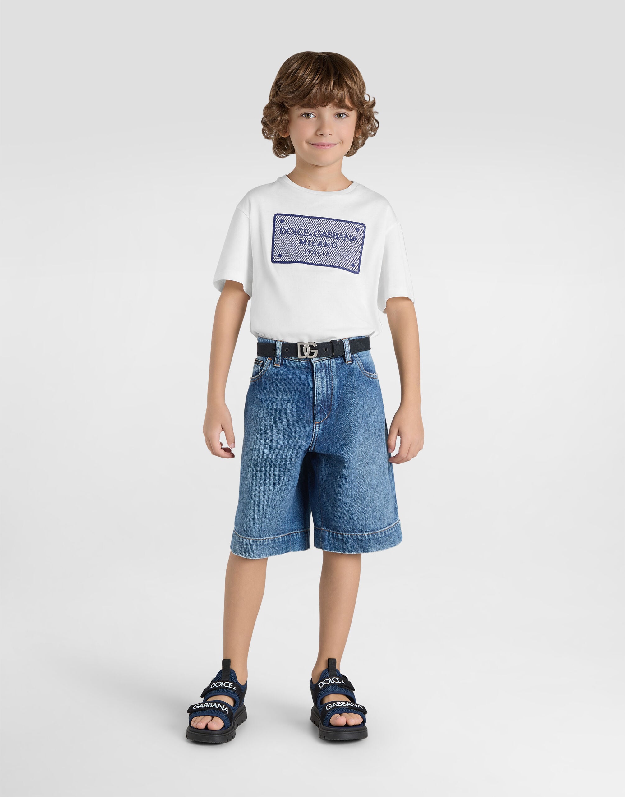 Jersey T-shirt with branded tag patch in White for Boys