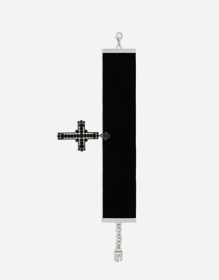 Dolce & Gabbana KIM DOLCE&GABBANA Gargantilla de terciopelo con colgante de cruz Negro WNP4C8W1111