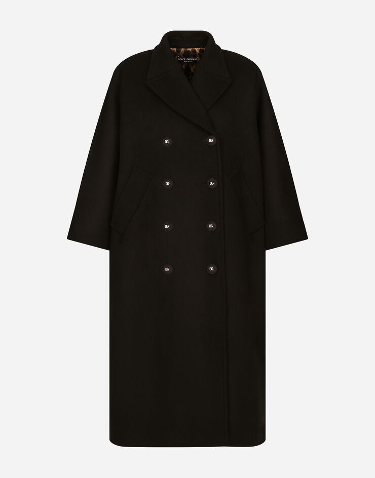 Dolce & Gabbana Double-breasted baize coat Black F0C1OTFU3OE
