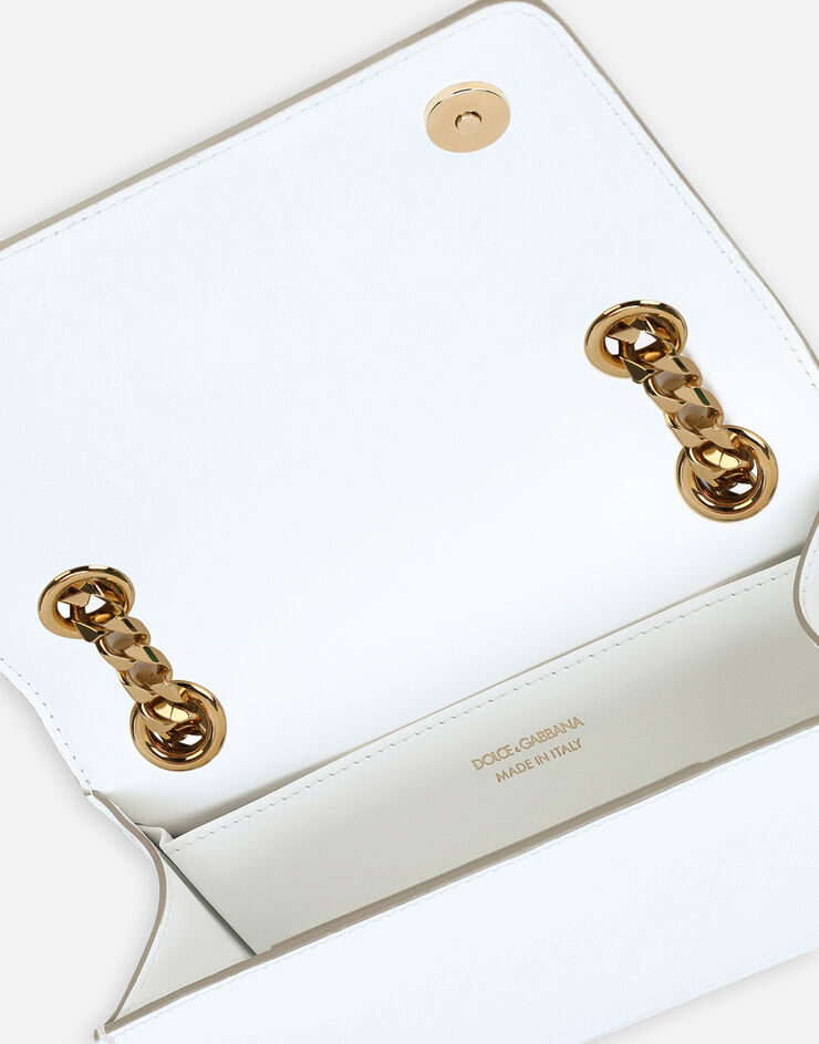 Dolce & Gabbana حقيبة هاتف 3.5 من جلد عجل مصقول أبيض BI3152A1037