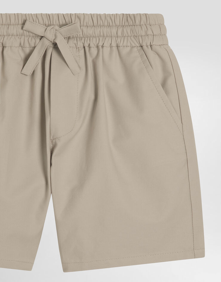 Dolce & Gabbana Gabardine shorts with DG logo Beige L13Q77HUMRB