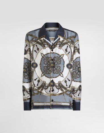 Dolce & Gabbana Cargo-print silk twill shirt Multicolor G5IF1THI12B