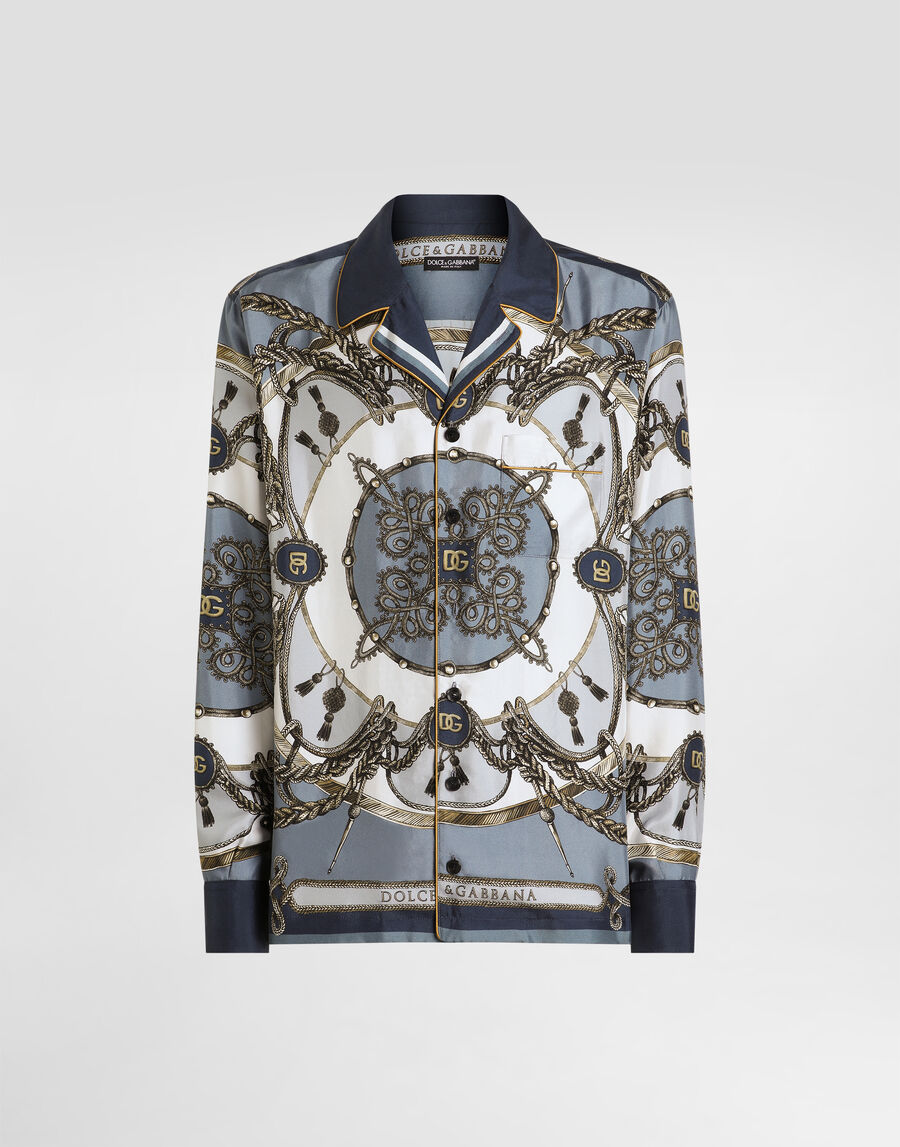 Cargo-print silk twill shirt