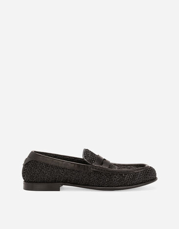 Dolce & Gabbana Mokassin aus geflochtenem Raphiabast Schwarz A30260AV842