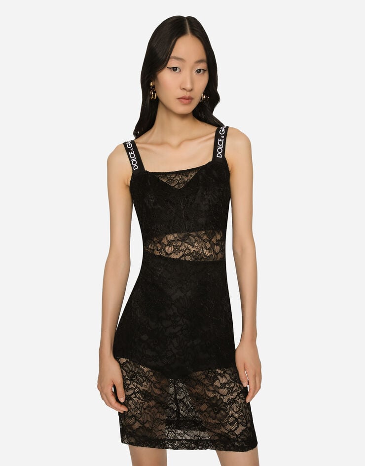 Dolce & Gabbana Vestido corto de encaje Negro F6CJSTFLRFE