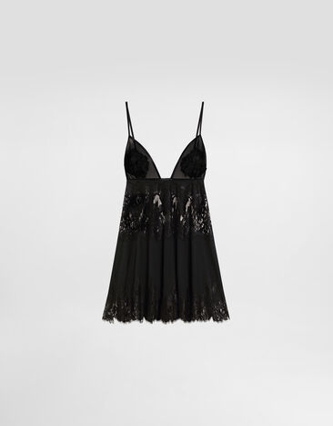 Dolce & Gabbana Georgette and lace top Black O7A12TON06K