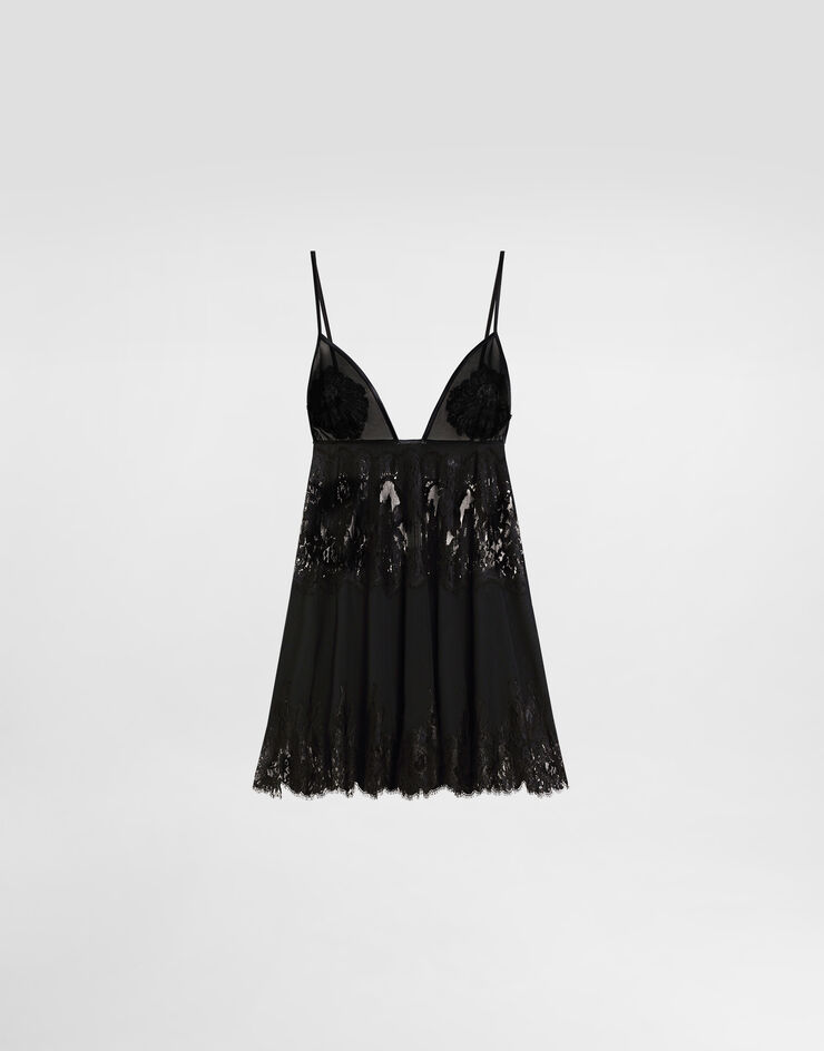Dolce & Gabbana Georgette and lace top Black O7A12TON06K