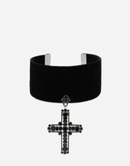 Dolce & Gabbana KIM DOLCE&GABBANA Velvet choker with cross pendant Silver WNO4S1W1111