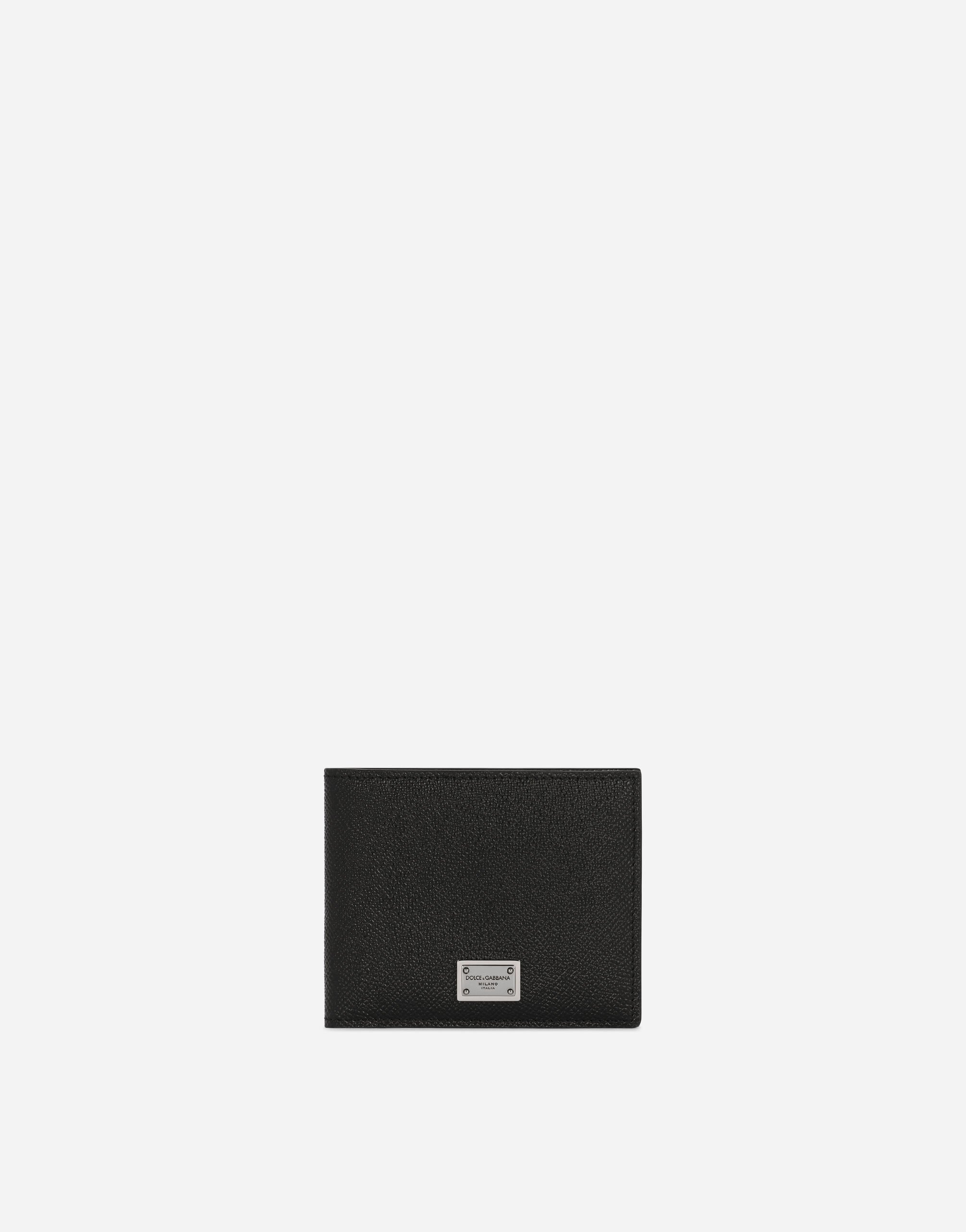 Dolce & Gabbana Cartera plegable en piel de becerro con placa con logotipo Negro BP0330AW576