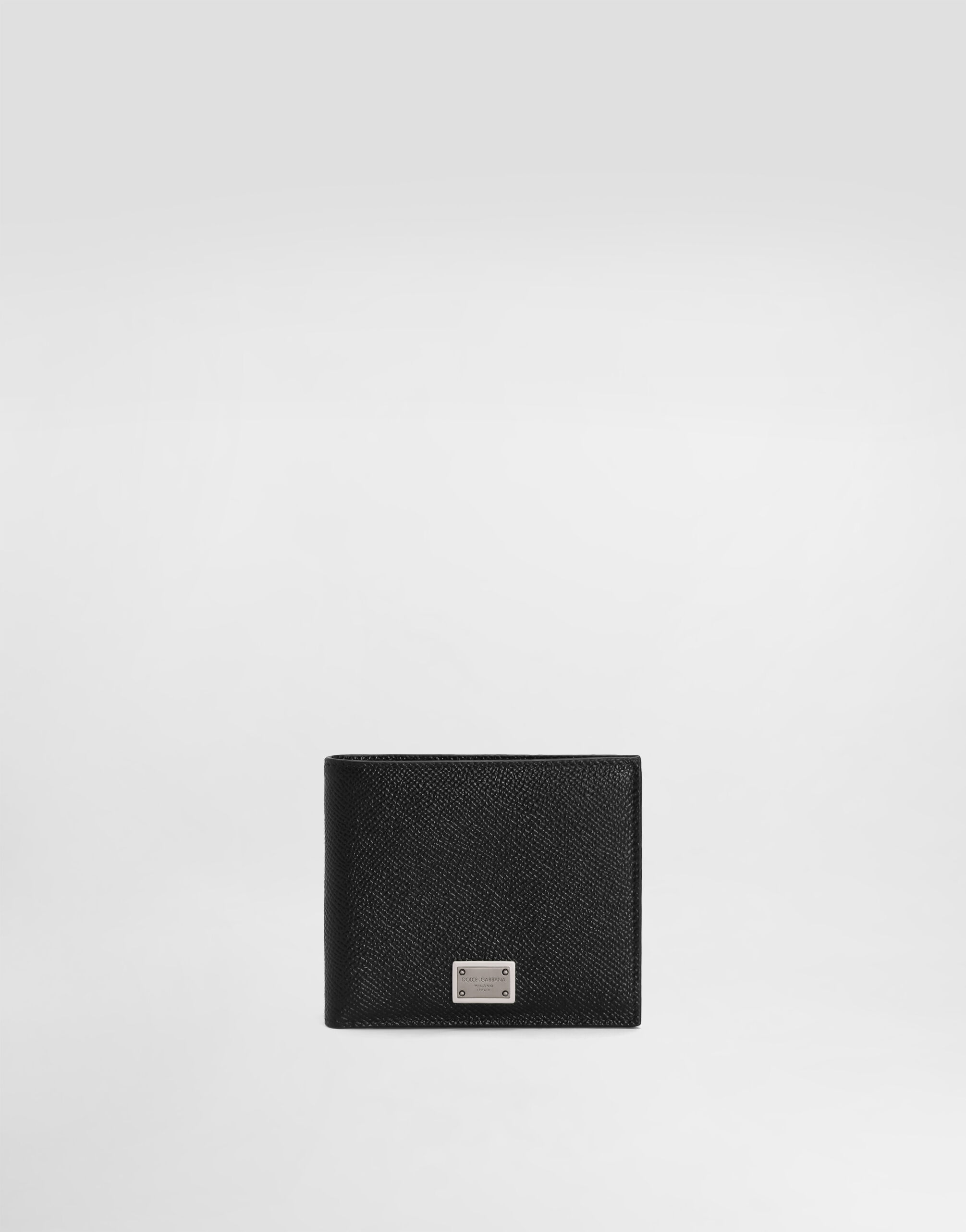 Dolce & Gabbana Bifold-Geldbörse aus Kalbsleder mit Logoplakette Schwarz BP0330AW576