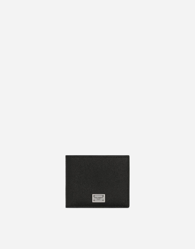 Dolce & Gabbana محفظة من جلد عجل ثنائية الطي ببطاقة شعار أسود BP1321AG219