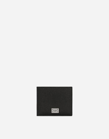 Dolce & Gabbana Portefeuille deux volets en cuir de veau avec plaquette à logo Noir BP0330AW576