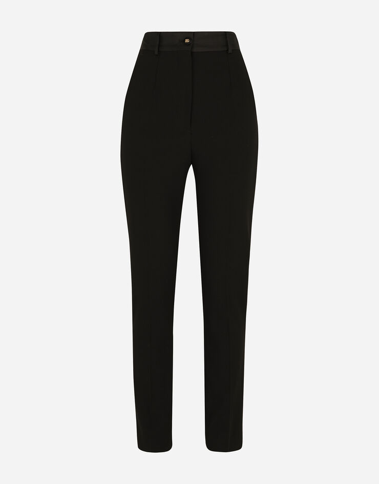 Dolce & Gabbana Pantalon de smoking en toile de laine Noir FTCC8TFUBAJ