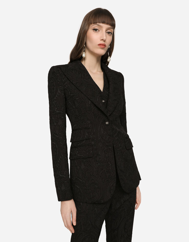 Dolce & Gabbana Chaqueta Turlington en jacquard decorativo Negro F29DOTFJUBL