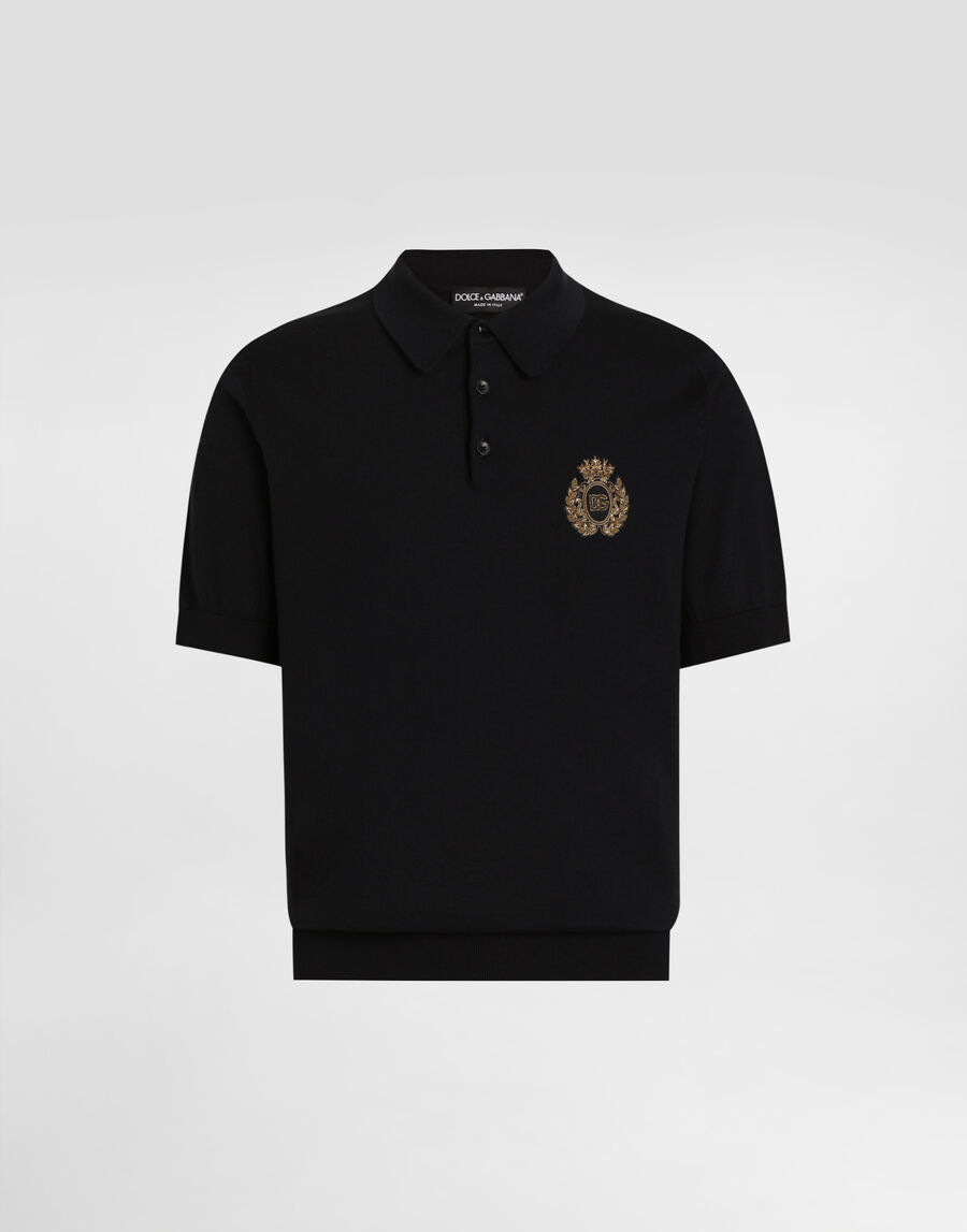 Cotton polo-shirt with heraldic patch